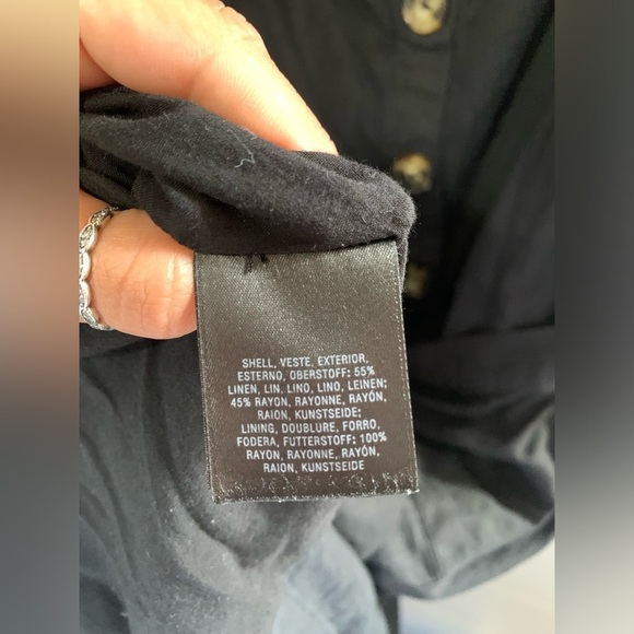 Anthropologie Oahu Black Off the Shoulder Midi Dress Linen Blend Milkmaid 20W - Picture 12 of 13